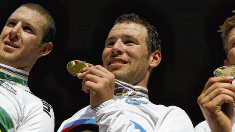 Sprintstars: Weltmeister Cavendish, „Vize“ Goss (l.) und Greipel (r., Bronze). 