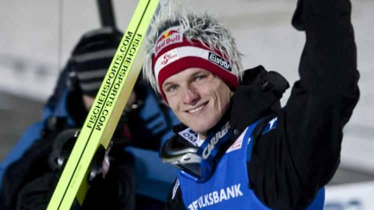 Thomas Morgenstern freut sich über den Sieg in Lillehammer.