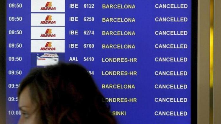 Nichts geht mehr: Anzeigetafel im Barajas Airport in Madrid.