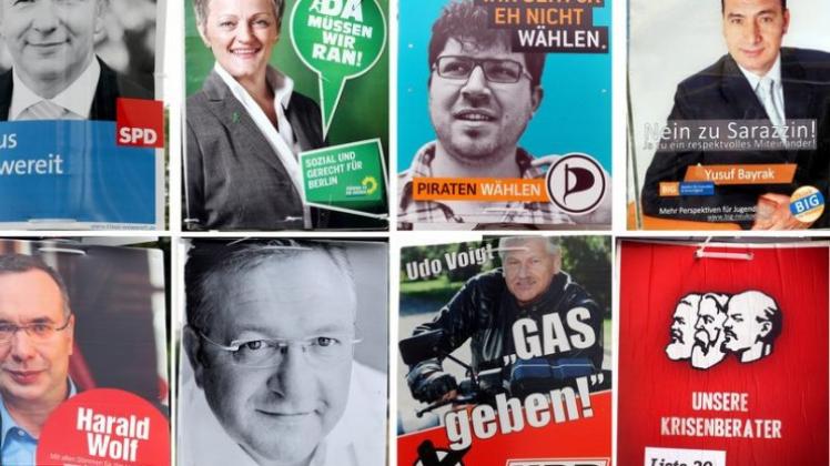 Verschiedene Wahlplakate pflastern zur Zeit die freien Flächen von Berlin.