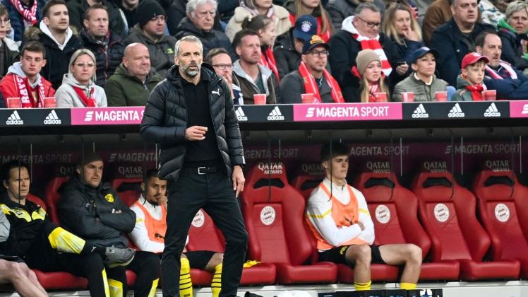 Dortmunds Trainer Marco Rose ärgerte sich nach dem Spiel über den nicht gegebenen Strafstoß. Foto: Sven Hoppe/dpa Dortmunds Trainer Marco Rose ärgerte sich nach dem Spiel über den nicht gegebenen Strafstoß. Foto: Sven Hoppe/dpa
