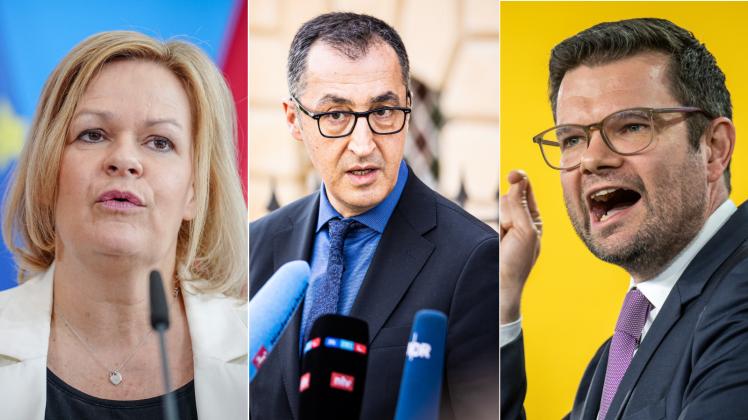 Nancy Faeser, Cem Özdemir und Marco Buschmann - wer der drei Minister hat vor dem Studium eine Ausbildung gemacht? (Symbolbild)