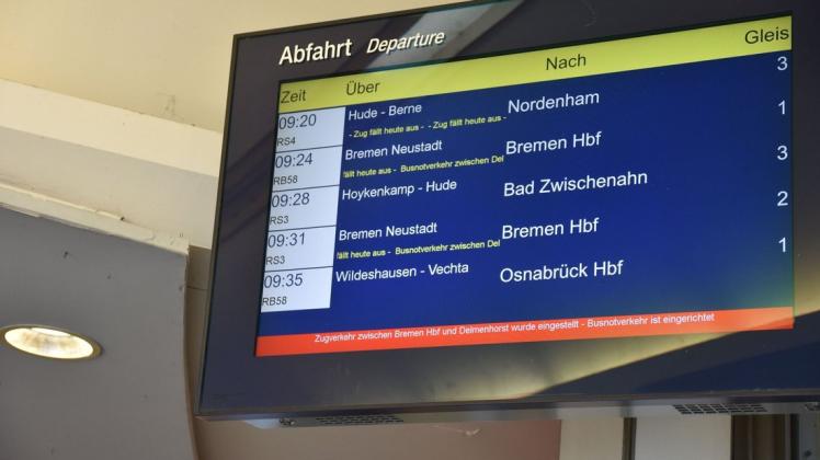 Welche Züge im Regionalverkehr ab Delmenhorst ausfallen, wird sich wohl erst kurzfristig zeigen. (Symbolfoto)
