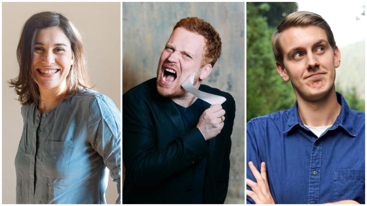 Mia Pittroff, Florian Hacke und Jonas Greiner stehen am 7. Mai bei der „Nordkurve“ in der BEGU Lemwerder auf der Bühne. Mia Pittroff, Florian Hacke und Jonas Greiner stehen am 7. Mai bei der „Nordkurve“ in der BEGU Lemwerder auf der Bühne.