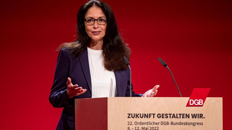 Yasmin Fahimi ist neue Chefin des Deutschen Gewerkschaftsbundes. Foto: Fabian Sommer/dpa