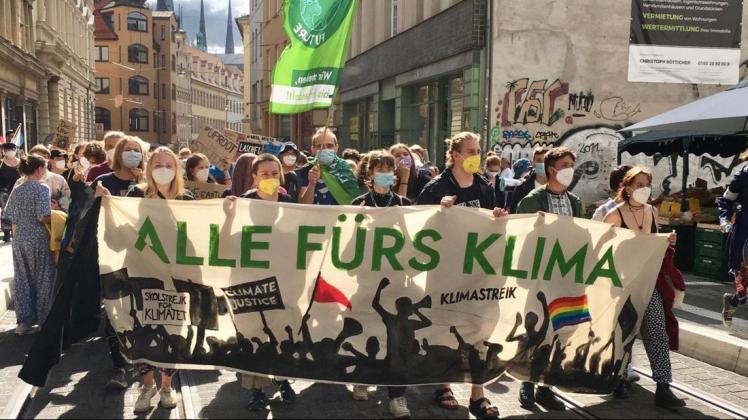 Demo für den Klimaschutz im vergangenen Sommer in Halle. Auch Parchimer Klimaschützer waren dabei.