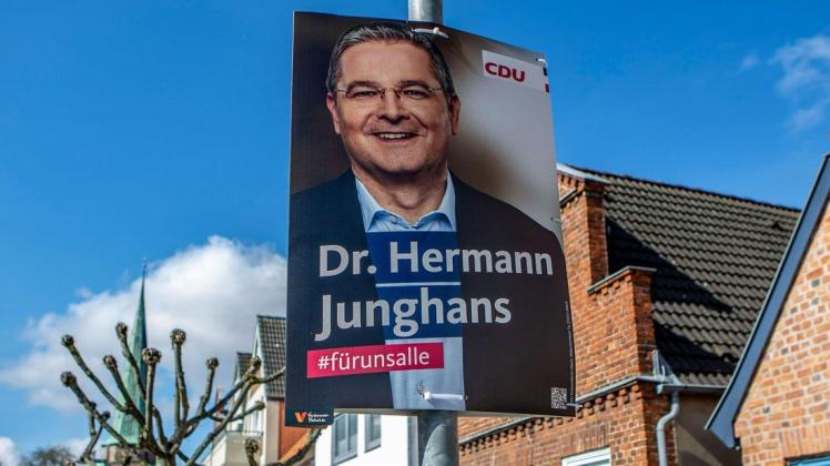 Wahlplakate für Hermann Junghans in Lübeck: Bei der Landtagswahl am 8. Mai in Schleswig-Holstein holte der ehemalige Schweriner Dezernent ein Direktmandat für die CDU.