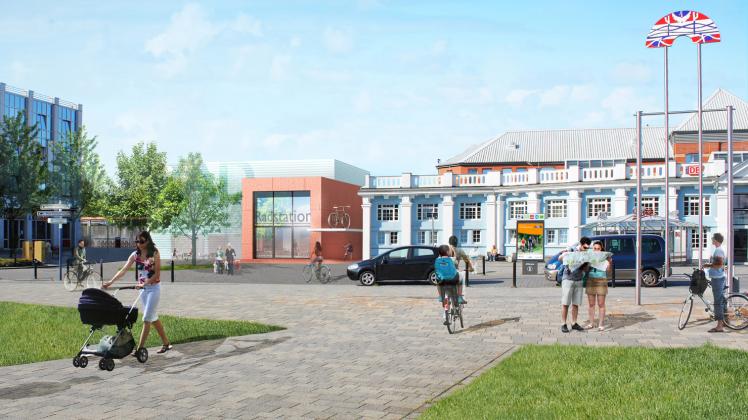 Direkt neben dem Haupteingang des Rostocker Bahnhofs kann man in Zukunft sein Fahrrad parken.