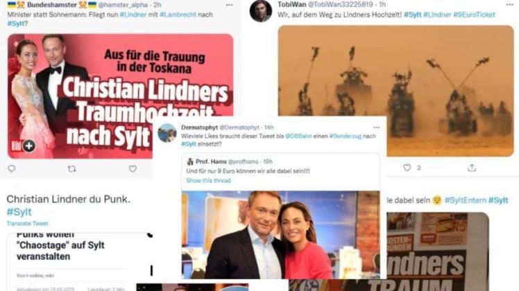 Christian Lindners geplante Hochzeit auf Sylt sorgt auf Twitter für Wirbel. Christian Lindners geplante Hochzeit auf Sylt sorgt auf Twitter für Wirbel.