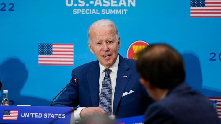 US-Präsident Joe Biden, Präsident der USA beim Sondergipfel zwischen den USA und dem Verband südostasiatischer Nationen (ASEAN) in Washington. Foto: Susan Walsh/AP/dpa