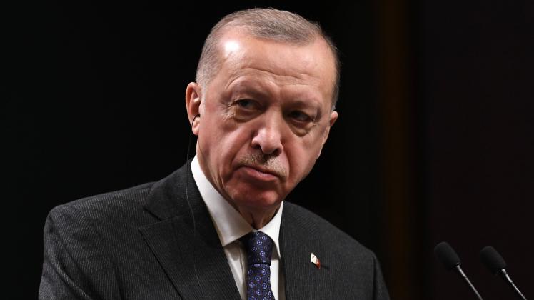 Turkish President Recep Tayyip Erdogan speaks to the media after talks with Dutch Prime Minister Mark Rutte, in Ankara,