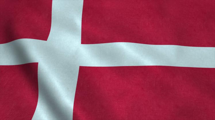 Realistic Ultra-HD flag of the Denmark waving in the wind. Seamless loop with highly detailed fabric texture. Loop ready