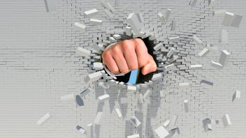 Fist punching through brick wall. Business concept , 15180824.jpg, punch, wall, brick, fly, violence, violent, temper, b