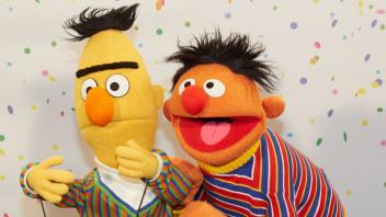 ARCHIV - Die beiden Figuren Ernie (r) und Bert posieren bei einem NDR-Pressetermin zu "40 Jahre Sesamstraße". Foto: Georg Wendt/dpa