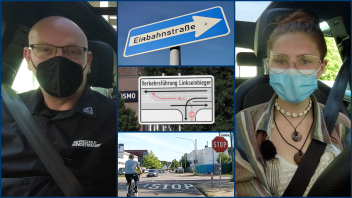 Redakteurin Finja Jaquet ist mit André Kindermann die schwierigsten Stellen im Osnabrücker Straßenverkehr abgefahren.