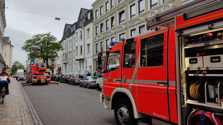 Feuer in einem Mehrfamilienhaus in der Friesischen Straße in Flensburg.