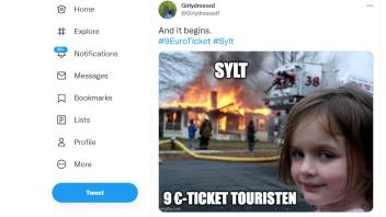 Twitter-Screenshot zum 9-Euro-Ticket auf Sylt.