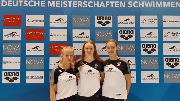 Delmenhorster SV Schwimmen Emelie Maßberg, Emma Kämpfe und Hanna Lemmermann Deutsche jahrgangsmeisterschaften
