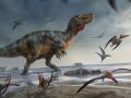 So etwa könnte der Spinosaurier ausgesehen haben, dessen Knochen im Land Großbritannien gefunden wurden. Foto: Artwork: ··Anthony Hutchings/Eurekalert/dpa
