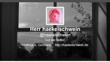 Das Häkelschwein twittert auch regelmäßig als Herr haekelschwein. Screenshot: NOZ