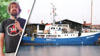 Im Greifswalder Hafen liegt die Sea Punk I. Gerson Reschke und der Verein Sea Punks bauen sie für die Seenotrettung aus.