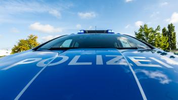ILLUSTRATION - Auf der Motorhaube eines Streifenwagens steht der Schriftzug «Polizei». Foto: David Inderlied/dpa/Illustration