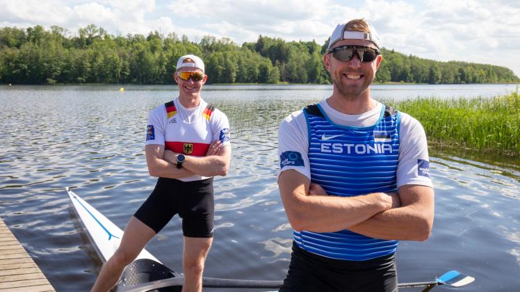 „Es geht nur um Spaß“: Gemeinsam mit Kaspar Taimsoo (rechts) startet Stephan Krüger (links) beim Weltcup in Poznan im Doppelzweier für Estland. 