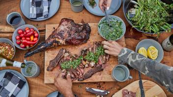 Summer Barbecue Spread with Steak and Venison and Chimichurri Wailuku, HI, United States PUBLICATIONxINxGERxSUIxAUTxONLY