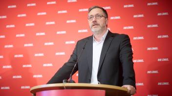 Pressekonferenzen von Die Linke mit Jörg Schindler in Berlin Jörg Schindler (Bundesgeschäftsführer der Partei DIE LINKE