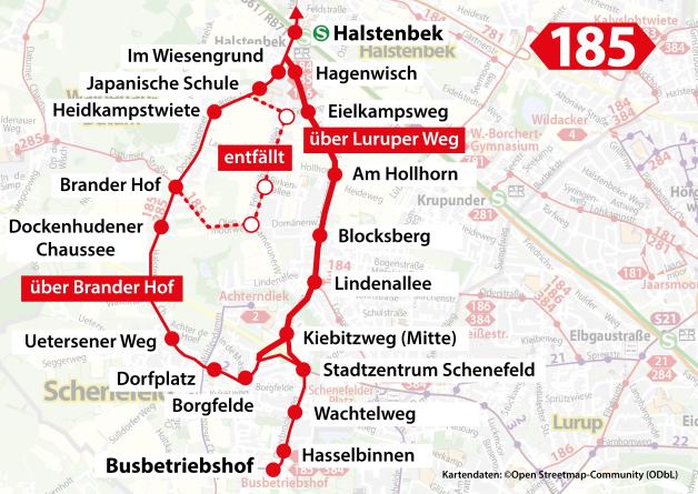 Bus 185 Rute Buslinie 185 ändert Fahrtweg zwischen Halstenbek und Schenefeld