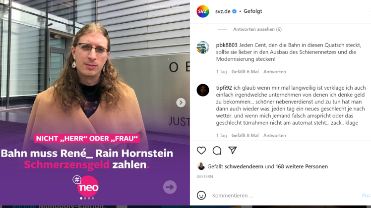Die Kommentare unter dem Post von svz.de zu René Rain Hornstein sorgen für Aufregung. 
