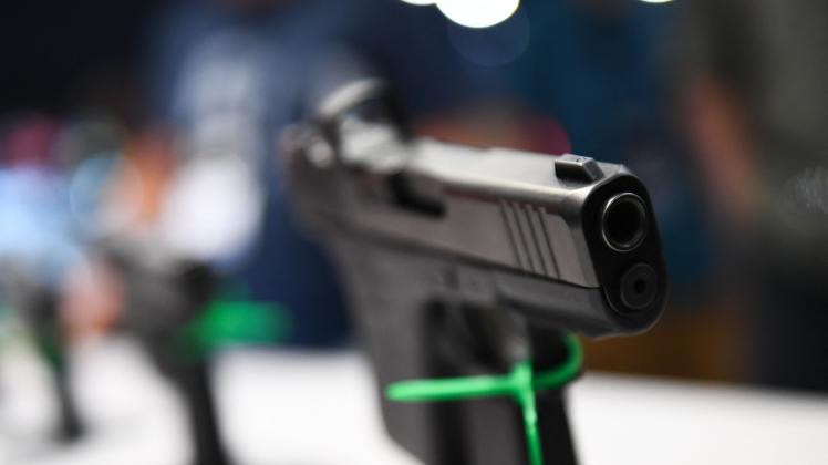 PATRICK T. FALLON (FILES) In this file photo taken on May 28, 2022 Glock Ges.m.b.H. pistols are displayed during the National Rifle Association (NRA) Annual Meeting at the George R. Brown Convention Center, in Houston, Texas. - America's powerful gun lobby, the NRA on June 23, 2022 welcomed a landmark ruling from the nation's top court that people have a fundamental right to carry firearms in public. (Photo by Patrick T. FALLON / AFP)