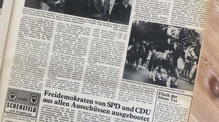 So berichtete das ebenfalls im Jahr 1972 gegründete Schenefelder Tageblatt am Montag, 3. Juli, über das Festwochenende zur Verleihung der Stadtrechte. Auf die Titelseite schaffte es dieses Ereignis damals nicht...