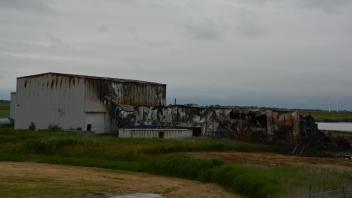 Abgebrannte Muschelfabrik in Dagebüll