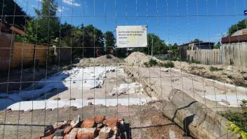 Fundament der Synagoge  in Weener ist noch sichtbar
