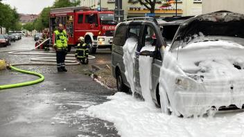 Am Freitag geriet ein Auto in der Wittenberger Innenstadt in Brand.