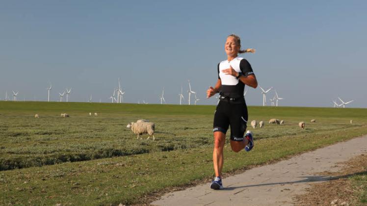 Die Flensburgerin Conny Nissen war beim Hallig-Dreeathlon 2020 die schnellste Frau.