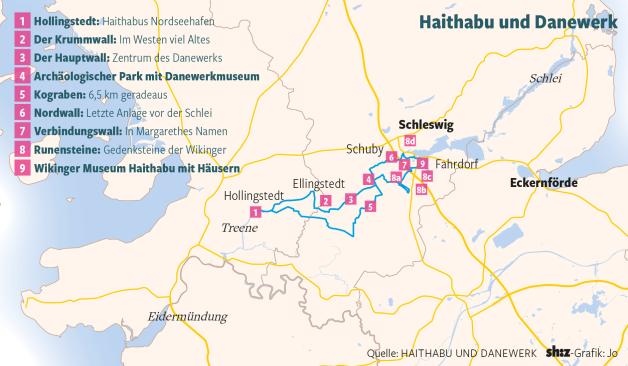 Von Hollingstedt bis Haithabu - die Häfen und Wallanlagen der Wikinger.