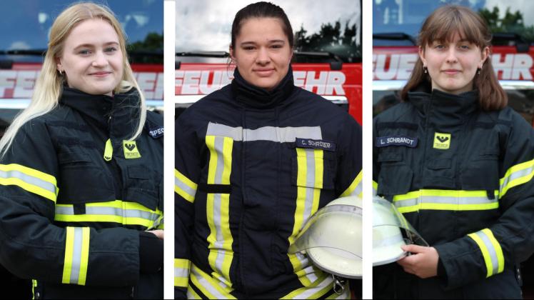 Juliane, Claire und Lena (von links) sind bei der Ankumer Feuerwehr aktiv und fühlen sich dort auch sehr wohl unter den vielen Männern.