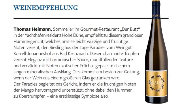 Riesling zum Hummer Riesling zum Hummer