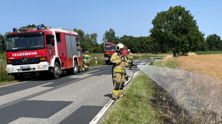 An der K1 von Palingen in Richtung Selmsdorf brannten rund 70 Quadratmeter Böschung.