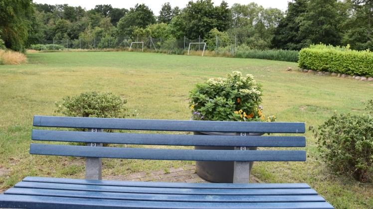 Der Bolzplatz in Seehof nimmt langsam Gestalt an. Die Fläche wurde begradigt und der Rasen neu gesät.