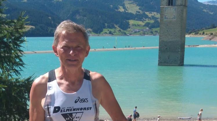 Detlef Bleiker, Sportler des LC 93 Delmenhorst, hat am Lauf rund um den Reschensee teilgenommen. Juli 2022