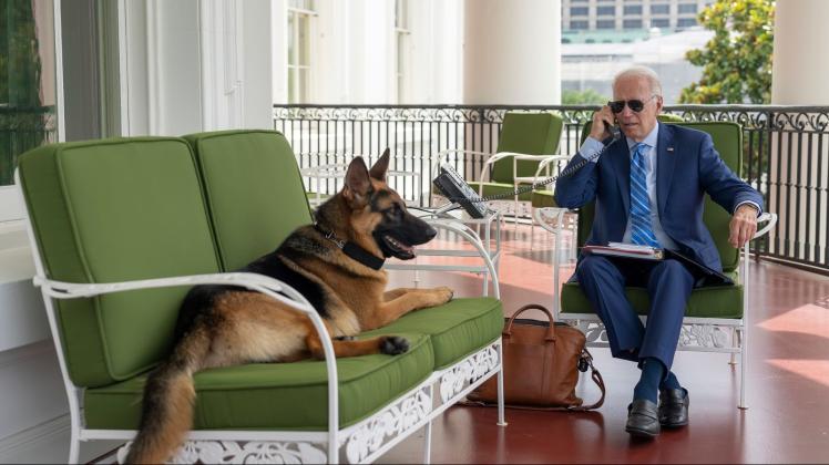 Der Schäferhund heißt Commander und gehört dem Präsidenten des Landes USA. Foto: Adam Schultz/The White House via AP/dpa