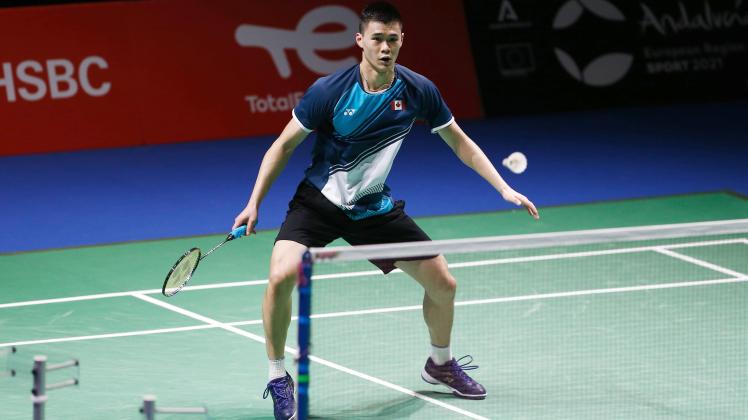 Brian Yang (CAN), DECEMBER 12, 2021 - Badminton : Brian Yang of Canada during Mens Singles 1st round match against Atila