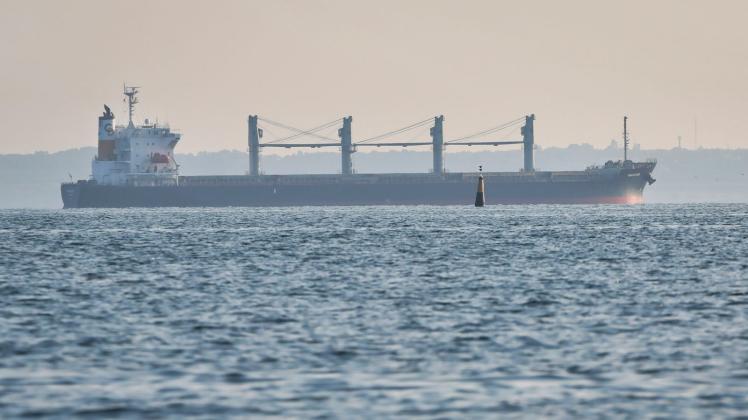 dpatopbilder - Das Schiff "Navi-Star" mit einer Getreide-Ladung verlässt den Hafen von Odessa. Foto: Nina Lyashonok/AP/dpa/Archivbild