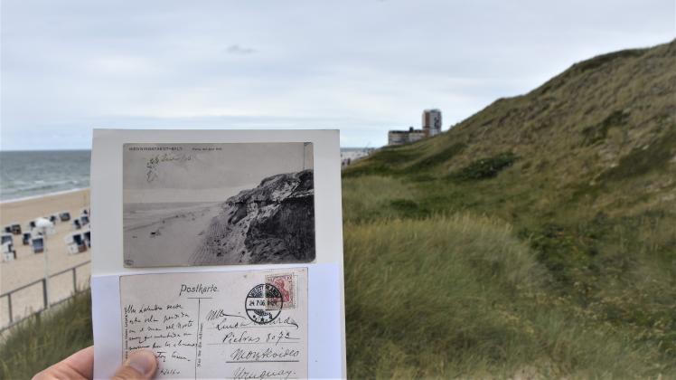 Die historische Postkarte zeigt ein Kliff auf Sylt. 