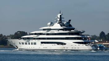 June 27, 2022, San Diego, CA, United States: SAN DIEGO, CA - JUNE 27: The $300 million dollar, 348-foot luxury yacht Ama