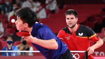 ARCHIV - Tischtennis-Star Dimitrij Ovtcharov gewinnt olympisches Bronze gegen Yun Ju Lin aus Taiwan. Foto: Marijan Murat/dpa