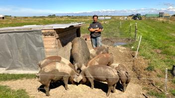 Iris Rubbert züchtet Schweine, auch das sogenannte Husumer Protestschwein.